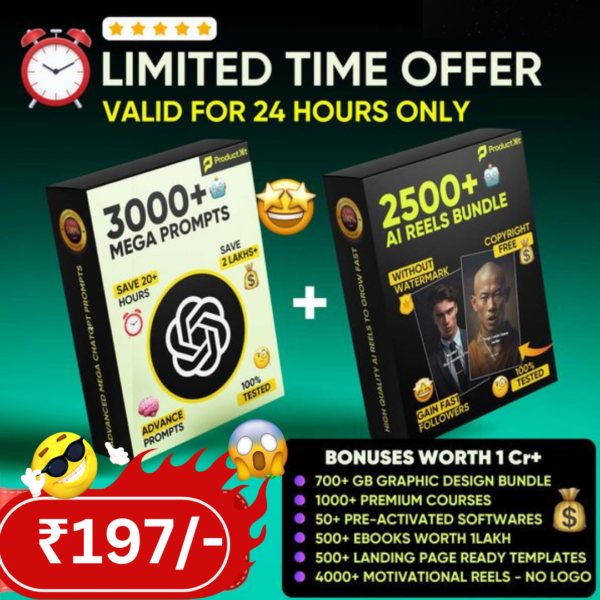 3000+ Mega ChatGPT Prompts & 2500+ AI Hindi Reels Master-Kit