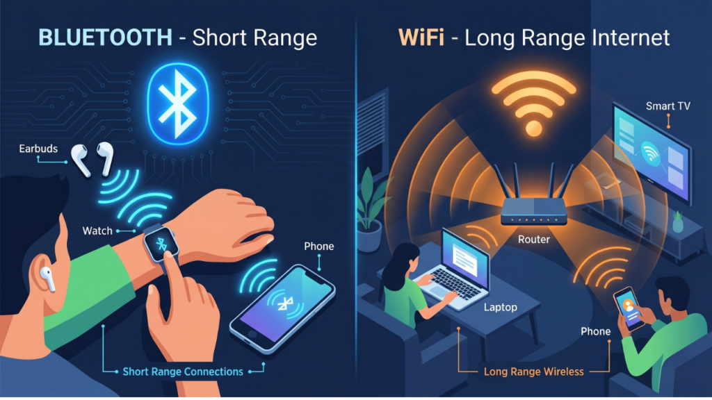 Bluetooth और WiFi में क्या फर्क है?
