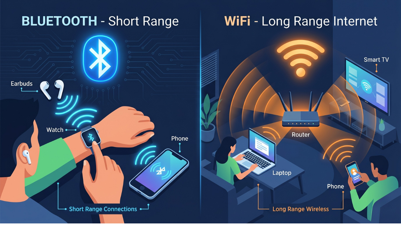 Bluetooth और WiFi में क्या फर्क है?