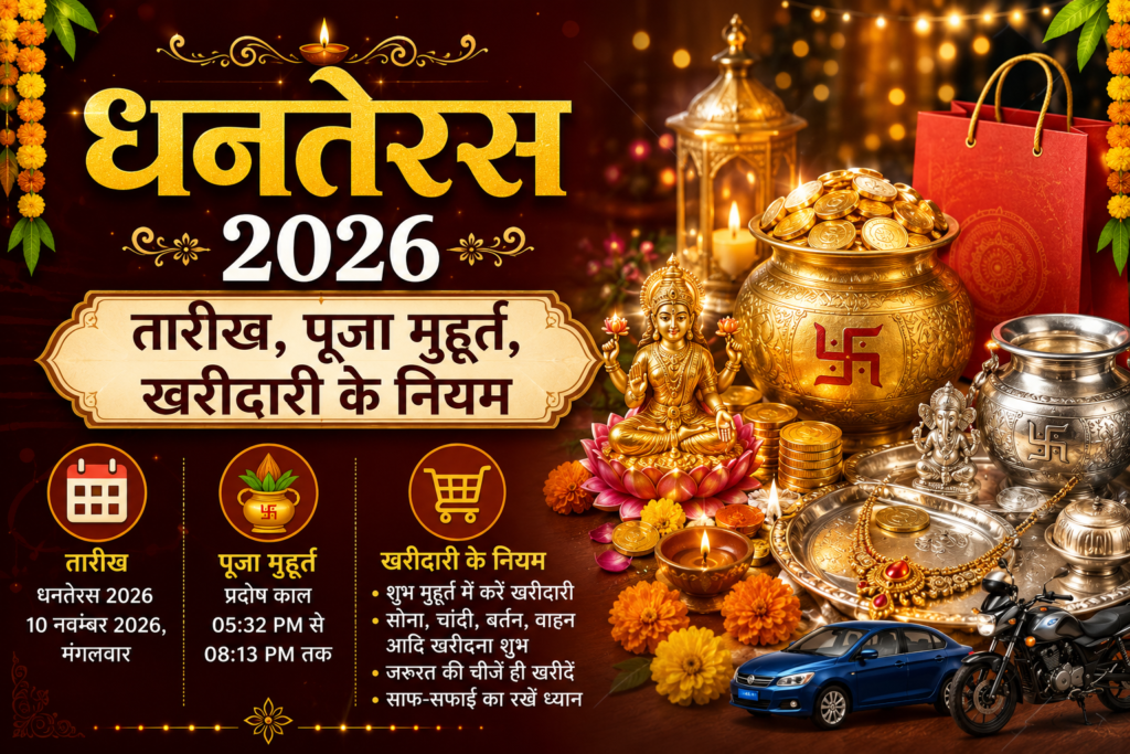धनतेरस 2026: तारीख, पूजा मुहूर्त, खरीदारी के नियम
