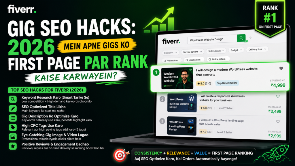 Fiverr Gig SEO Hacks: 2026 Mein Apne Gigs Ko First Page Par Rank Kaise Karwayein?