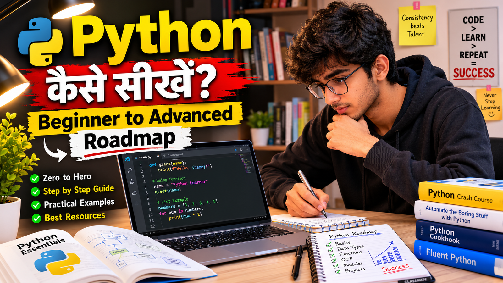 Py thon कैसे सीखें? Beginner to Advanced Roadmap (2026)